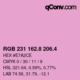 カラーコード: RGB 231 162.8 206.4 | qconv.com