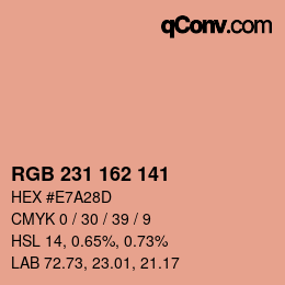 カラーコード: RGB 231 162 141 | qconv.com