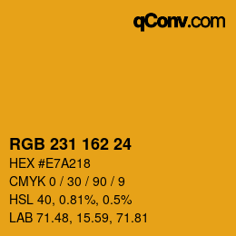 颜色代码: RGB 231 162 24 | qconv.com