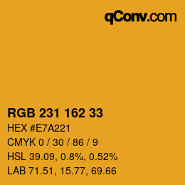 Color code: RGB 231 162 33 | qconv.com