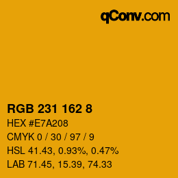 Farbcode: RGB 231 162 8 | qconv.com