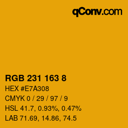 カラーコード: RGB 231 163 8 | qconv.com