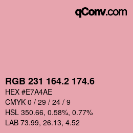 カラーコード: RGB 231 164.2 174.6 | qconv.com