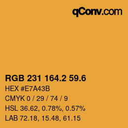 カラーコード: RGB 231 164.2 59.6 | qconv.com