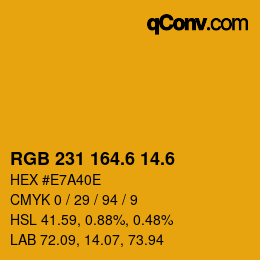 カラーコード: RGB 231 164.6 14.6 | qconv.com