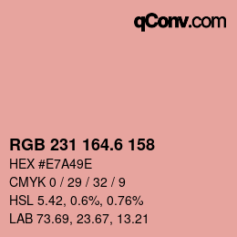 カラーコード: RGB 231 164.6 158 | qconv.com