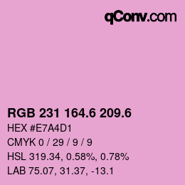 カラーコード: RGB 231 164.6 209.6 | qconv.com