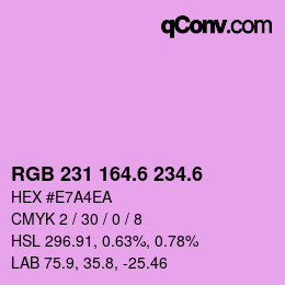 カラーコード: RGB 231 164.6 234.6 | qconv.com