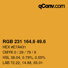 カラーコード: RGB 231 164.6 49.6 | qconv.com