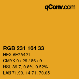 Color code: RGB 231 164 33 | qconv.com