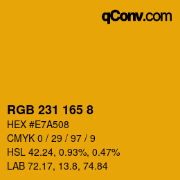 カラーコード: RGB 231 165 8 | qconv.com