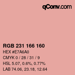 Color code: RGB 231 166 160 | qconv.com