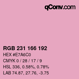 Color code: RGB 231 166 192 | qconv.com