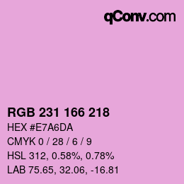 Farbcode: RGB 231 166 218 | qconv.com
