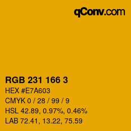 Color code: RGB 231 166 3 | qconv.com