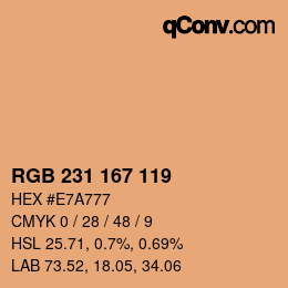 カラーコード: RGB 231 167 119 | qconv.com