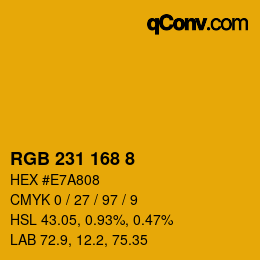 Color code: RGB 231 168 8 | qconv.com