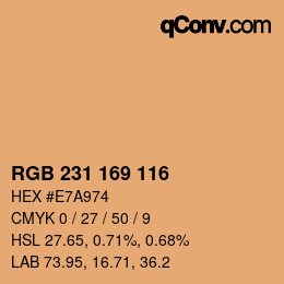 カラーコード: RGB 231 169 116 | qconv.com
