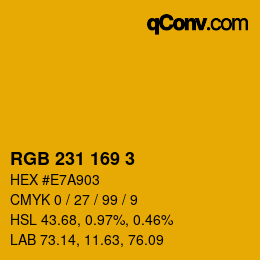 カラーコード: RGB 231 169 3 | qconv.com
