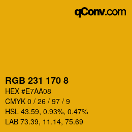カラーコード: RGB 231 170 8 | qconv.com