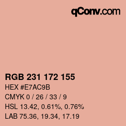 カラーコード: RGB 231 172 155 | qconv.com