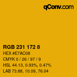 Color code: RGB 231 172 8 | qconv.com