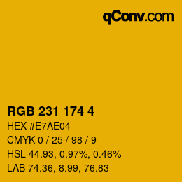 颜色代码: RGB 231 174 4 | qconv.com