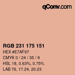 颜色代码: RGB 231 175 151 | qconv.com