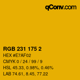 カラーコード: RGB 231 175 2 | qconv.com