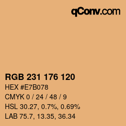 カラーコード: RGB 231 176 120 | qconv.com