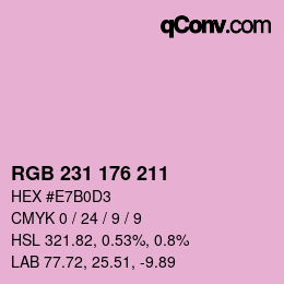 Color code: RGB 231 176 211 | qconv.com