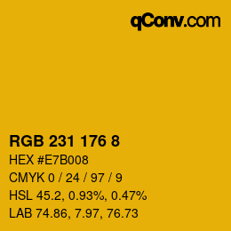 カラーコード: RGB 231 176 8 | qconv.com