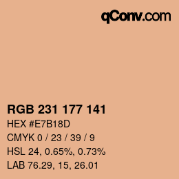 Código de color: RGB 231 177 141 | qconv.com