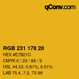 Farbcode: RGB 231 178 28 | qconv.com