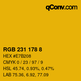 カラーコード: RGB 231 178 8 | qconv.com