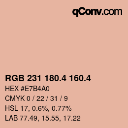 カラーコード: RGB 231 180.4 160.4 | qconv.com