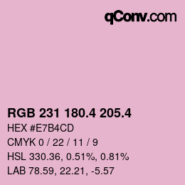 カラーコード: RGB 231 180.4 205.4 | qconv.com