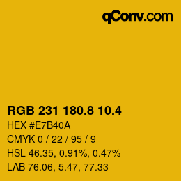 カラーコード: RGB 231 180.8 10.4 | qconv.com