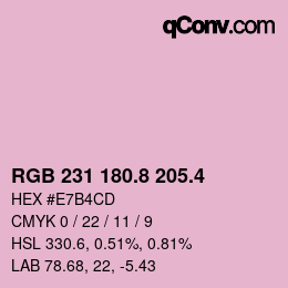 カラーコード: RGB 231 180.8 205.4 | qconv.com