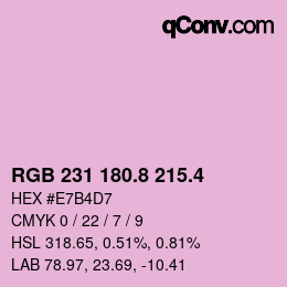 カラーコード: RGB 231 180.8 215.4 | qconv.com