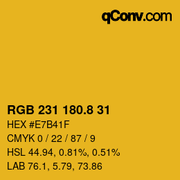 Color code: RGB 231 180.8 31 | qconv.com
