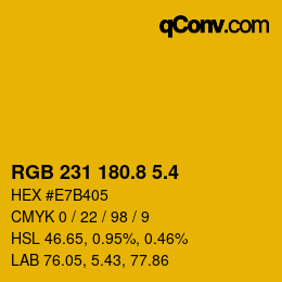 カラーコード: RGB 231 180.8 5.4 | qconv.com