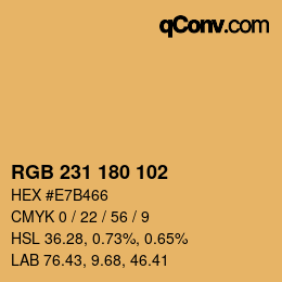 Color code: RGB 231 180 102 | qconv.com