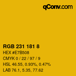 カラーコード: RGB 231 181 8 | qconv.com