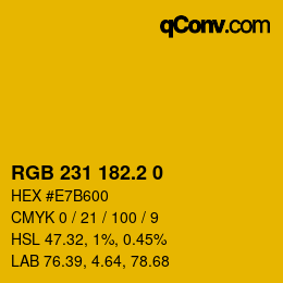 カラーコード: RGB 231 182.2 0 | qconv.com