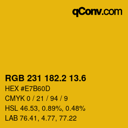カラーコード: RGB 231 182.2 13.6 | qconv.com