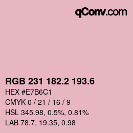 カラーコード: RGB 231 182.2 193.6 | qconv.com