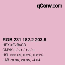 カラーコード: RGB 231 182.2 203.6 | qconv.com