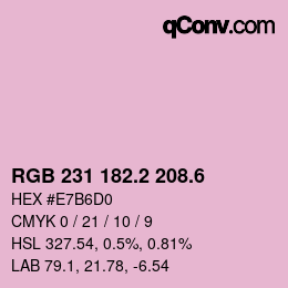 カラーコード: RGB 231 182.2 208.6 | qconv.com