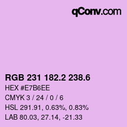 カラーコード: RGB 231 182.2 238.6 | qconv.com